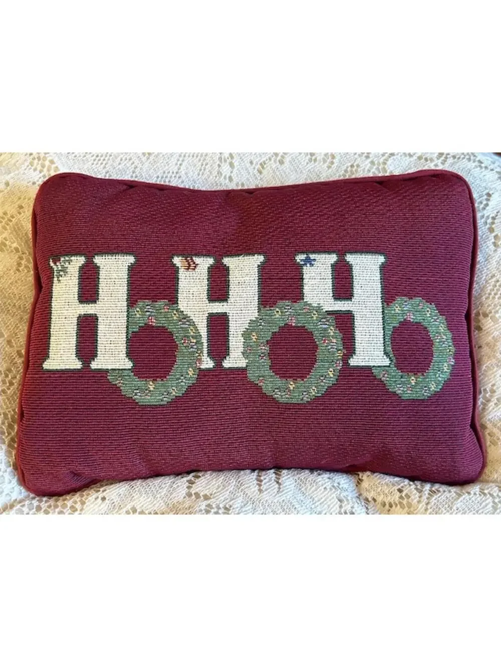 Decorative Burgundy HoHoHo Holiday Pillow